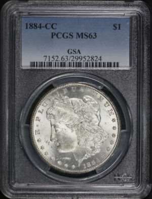 Obverse of this 1884-CC Morgan Dollar PCGS MS-63