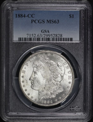 Obverse of this 1884-CC Morgan Dollar PCGS MS-63