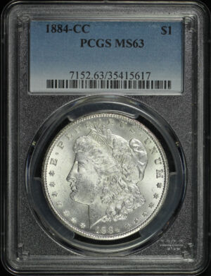 Obverse of this 1884-CC Morgan Dollar PCGS MS-63