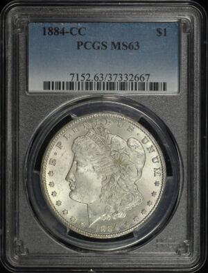 Obverse of this 1884-CC Morgan Dollar PCGS MS-63