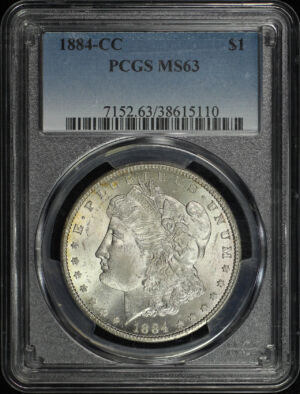 Obverse of this 1884-CC Morgan Dollar PCGS MS-63