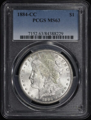 Obverse of this 1884-CC Morgan Dollar PCGS MS-63