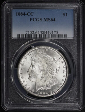 Obverse of this 1884-CC Morgan Dollar PCGS MS-64
