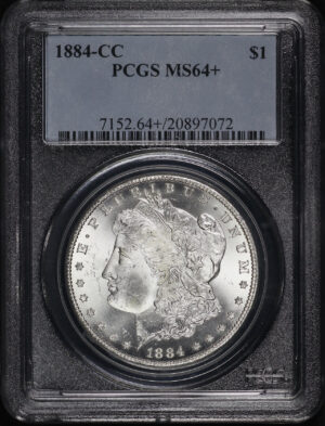 Obverse of this 1884-CC Morgan Dollar PCGS MS-64+
