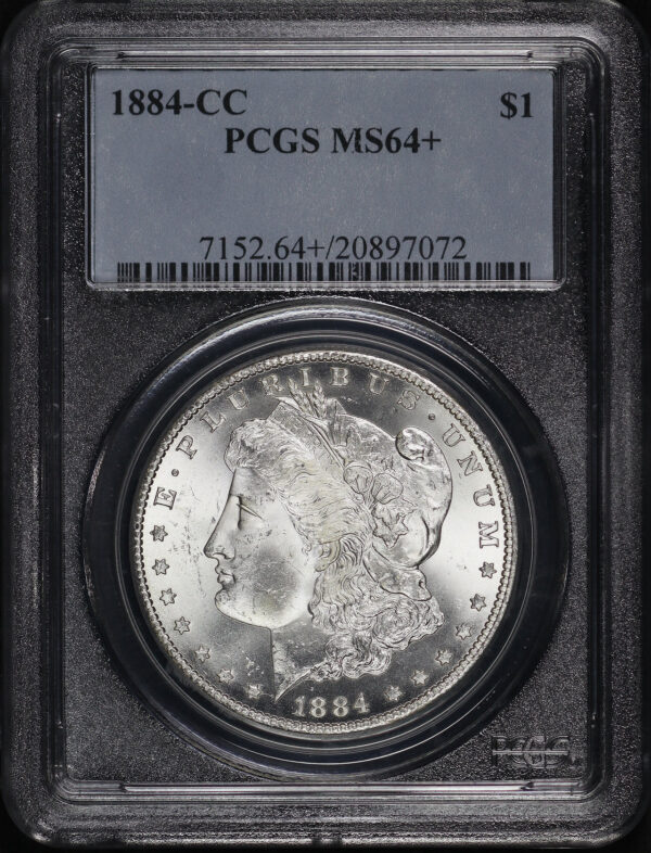 Obverse of this 1884-CC Morgan Dollar PCGS MS-64+