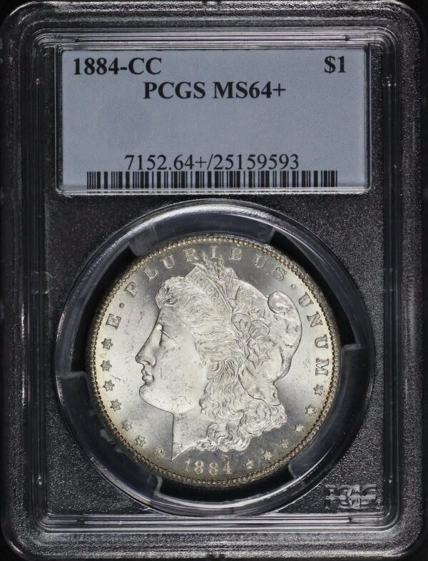 Obverse of this 1884-CC Morgan Dollar PCGS MS-64+