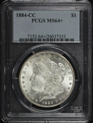 Obverse of this 1884-CC Morgan Dollar PCGS MS-64+