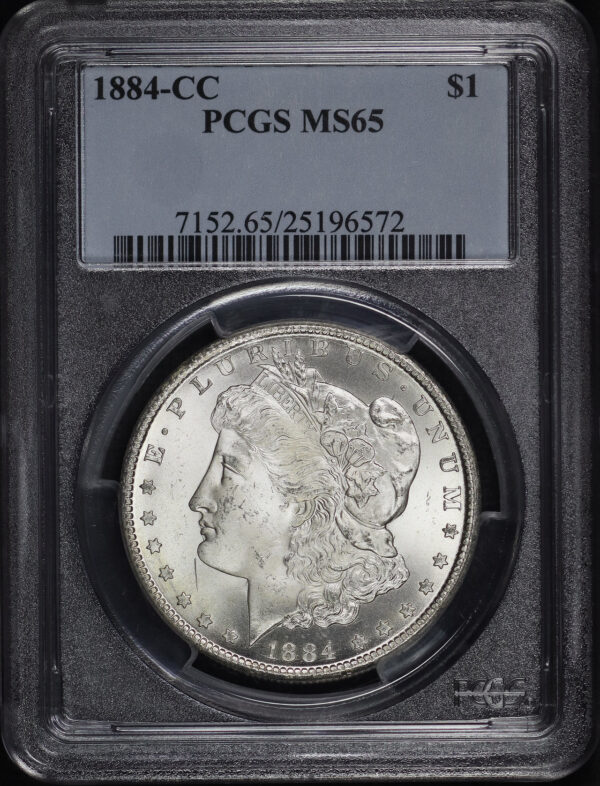 Obverse of this 1884-CC Morgan Dollar PCGS MS-65