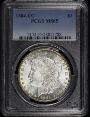 Obverse of this 1884-CC Morgan Dollar PCGS MS-65