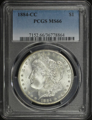 Obverse of this 1884-CC Morgan Dollar PCGS MS-66