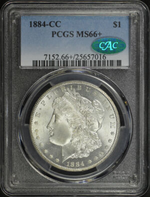 Obverse of this 1884-CC Morgan Dollar PCGS MS-66+ CAC