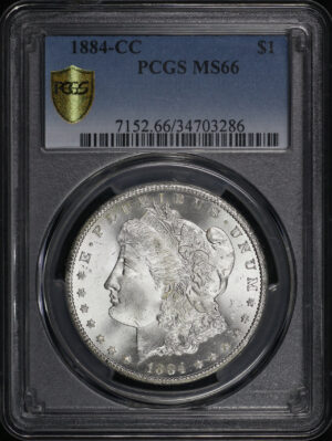 Obverse of this 1884-CC Morgan Dollar PCGS MS-66
