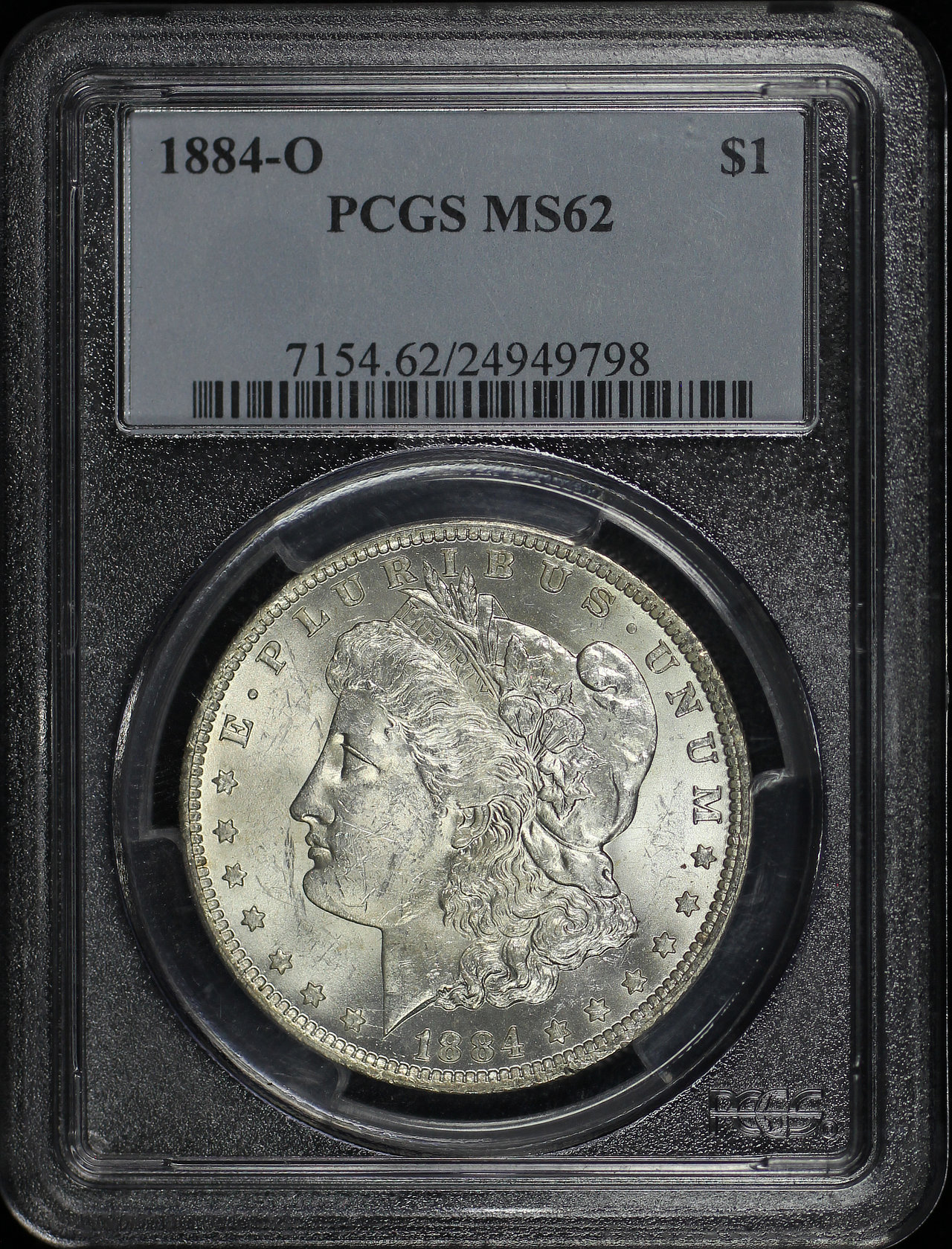 Obverse of this 1884-O Morgan Dollar PCGS MS-62