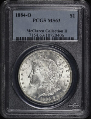 Obverse of this 1884-O Morgan Dollar PCGS MS-63 McClaren Collection II
