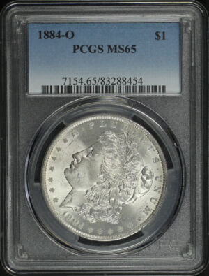 Obverse of this 1884-O Morgan Dollar PCGS MS-65