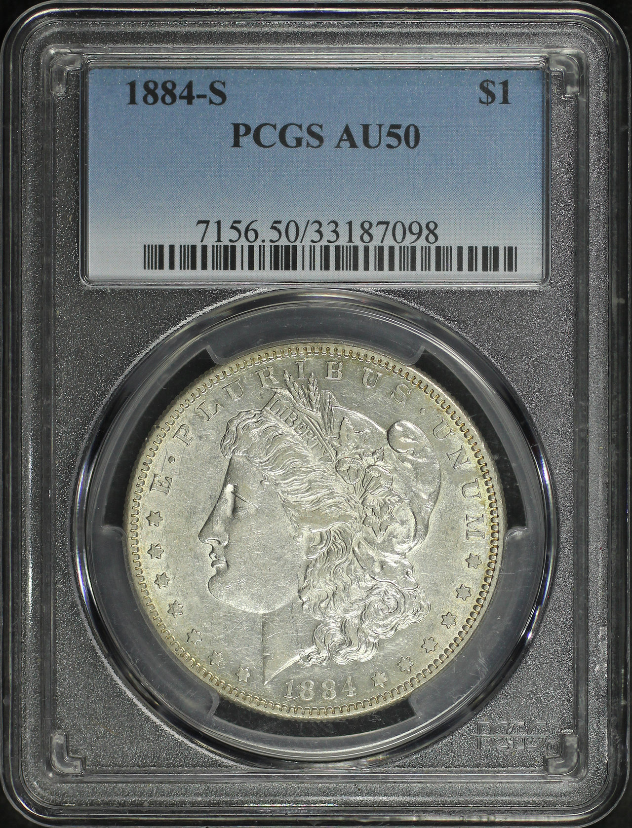 Obverse of this 1884-S Morgan Dollar PCGS AU-50
