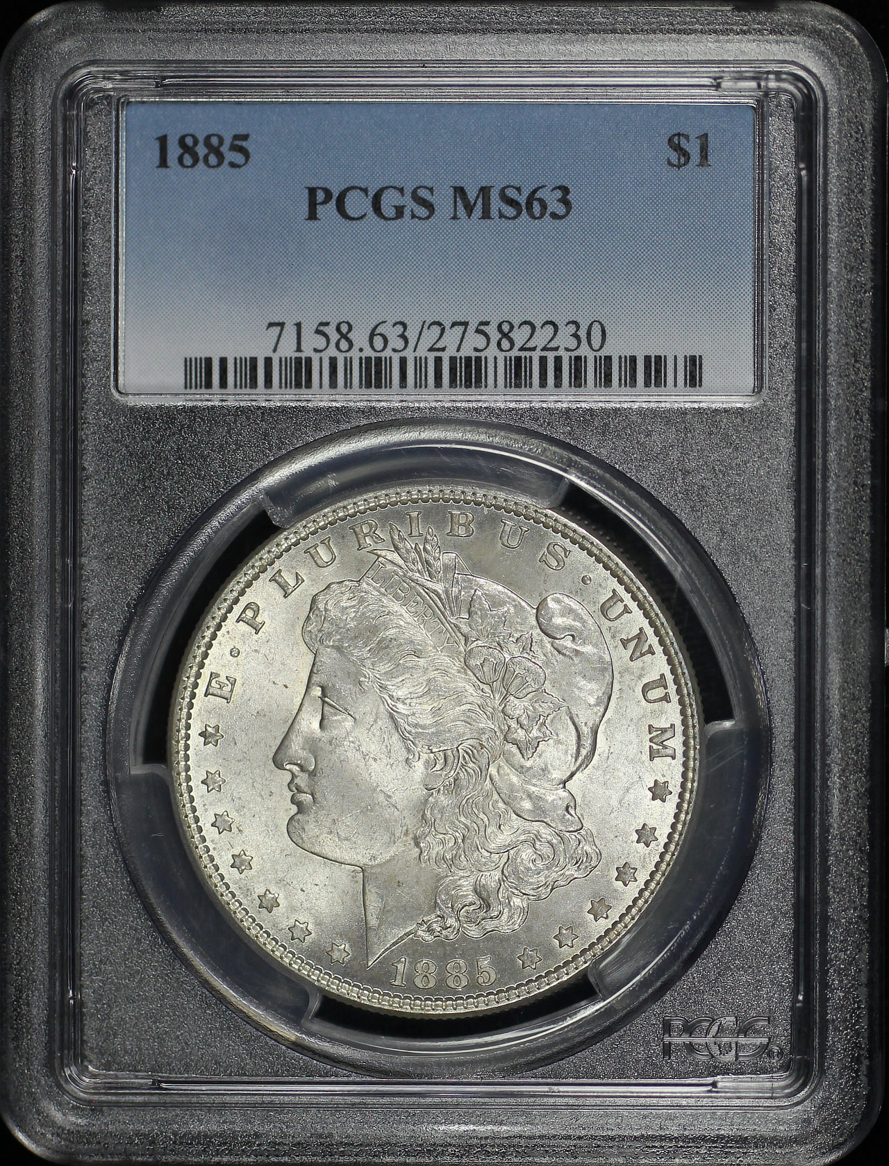 Obverse of this 1885 Morgan Dollar PCGS MS-63