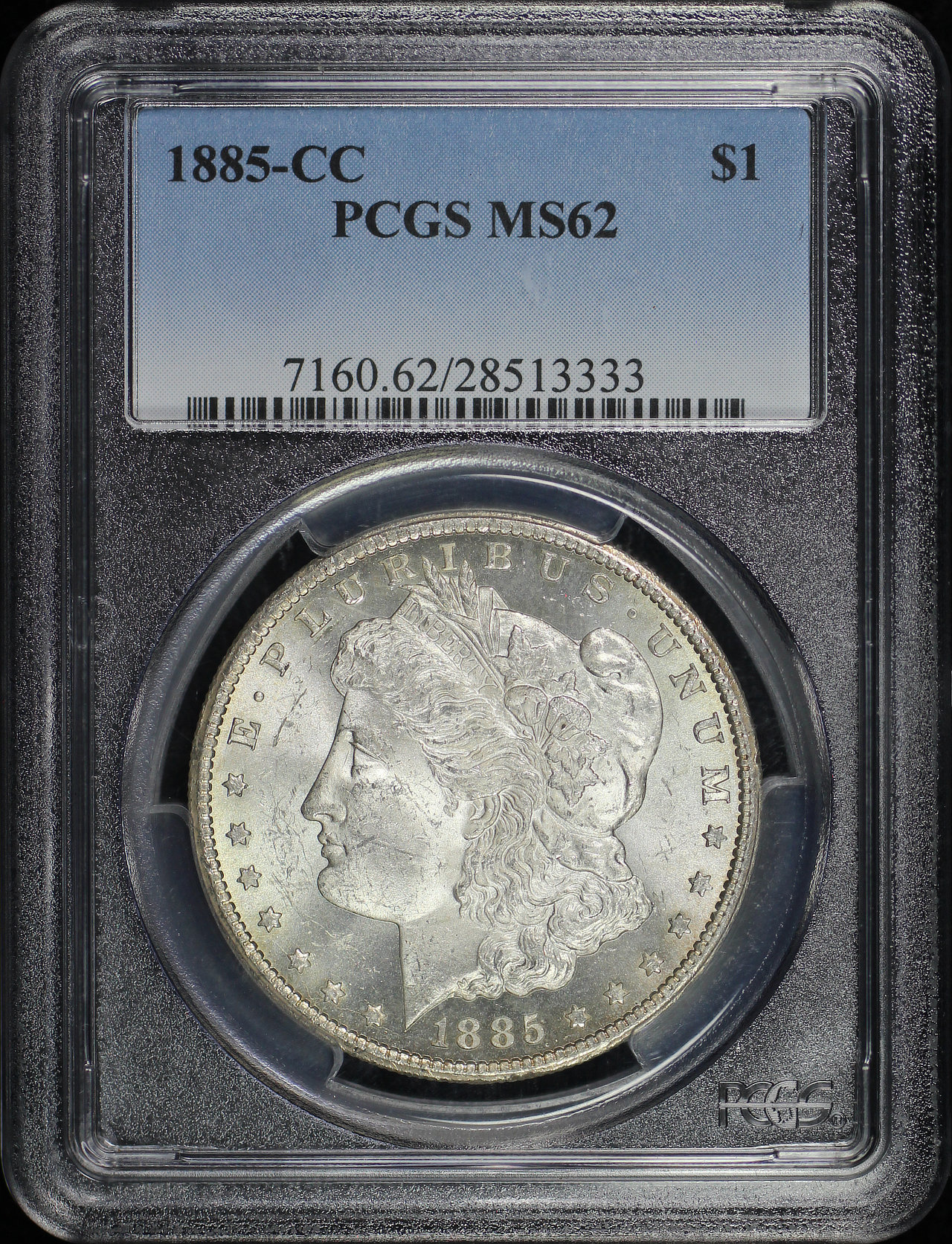Obverse of this 1885-CC Morgan Dollar PCGS MS-62