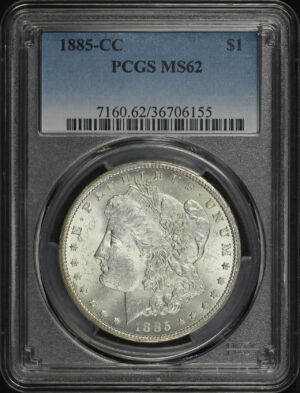 Obverse of this 1885-CC Morgan Dollar PCGS MS-62