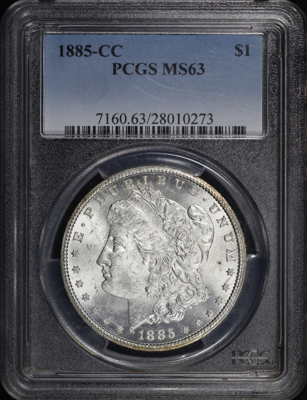 Obverse of this 1885-CC Morgan Dollar PCGS MS-63