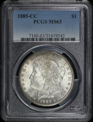 Obverse of this 1885-CC Morgan Dollar PCGS MS-63