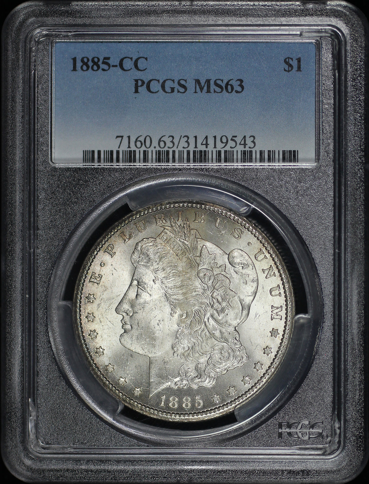 Obverse of this 1885-CC Morgan Dollar PCGS MS-63