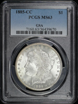 Obverse of this 1885-CC Morgan Dollar PCGS MS-63