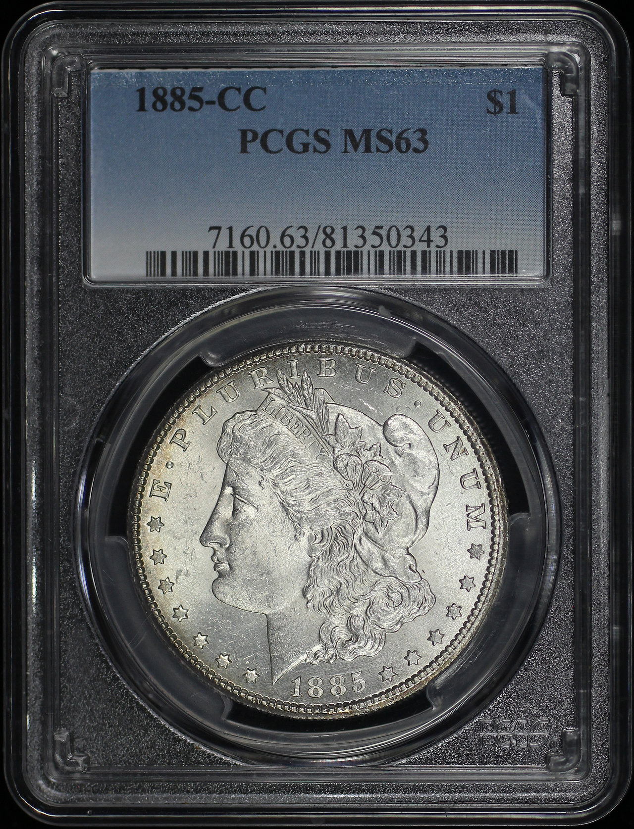 Obverse of this 1885-CC Morgan Dollar PCGS MS-63