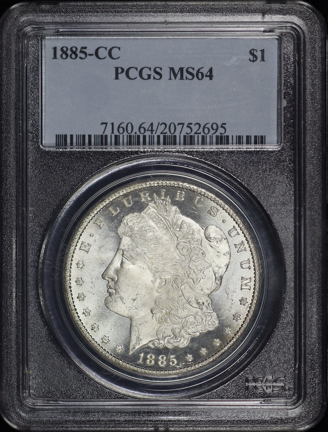 Obverse of this 1885-CC Morgan Dollar PCGS MS-64