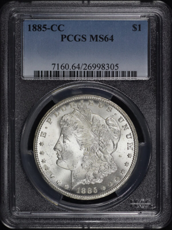 Obverse of this 1885-CC Morgan Dollar PCGS MS-64