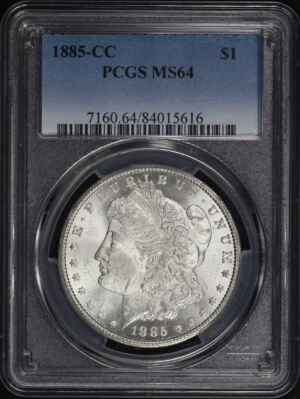 Obverse of this 1885-CC Morgan Dollar PCGS MS-64