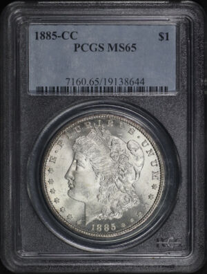 Obverse of this 1885-CC Morgan Dollar PCGS MS-65
