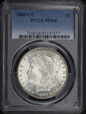 Obverse of this 1885-CC Morgan Dollar PCGS MS-66