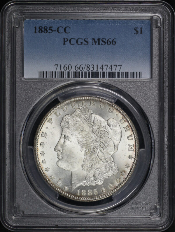 Obverse of this 1885-CC Morgan Dollar PCGS MS-66
