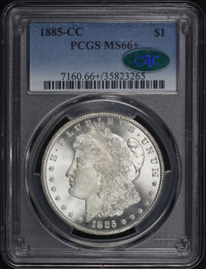 Obverse of this 1885-CC Morgan Dollar PCGS MS-66+ CAC