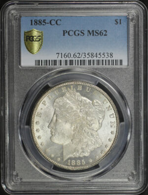 Obverse of this 1885-CC Morgan Dollar PCGS MS-62