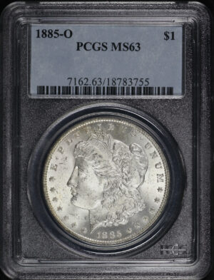 Obverse of this 1885-O Morgan Dollar PCGS MS-63