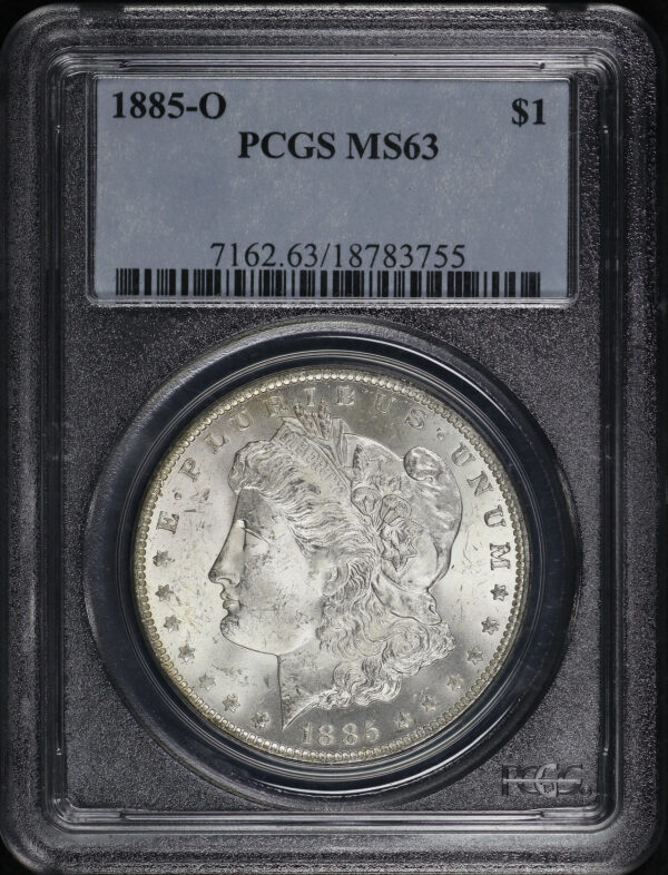 Obverse of this 1885-O Morgan Dollar PCGS MS-63