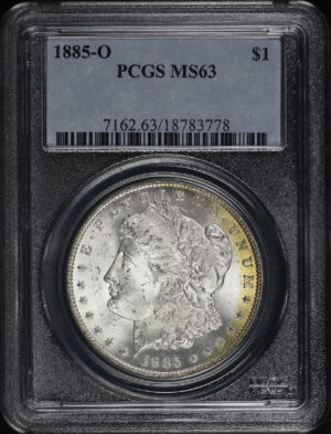 Obverse of this 1885-O Morgan Dollar PCGS MS-63