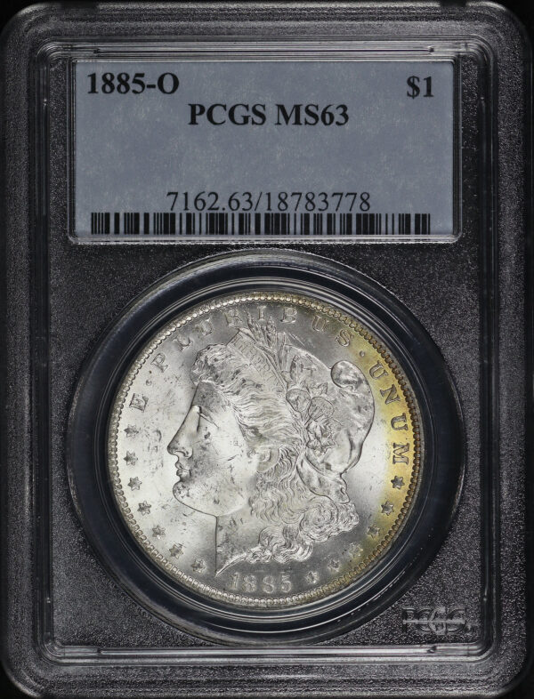 Obverse of this 1885-O Morgan Dollar PCGS MS-63