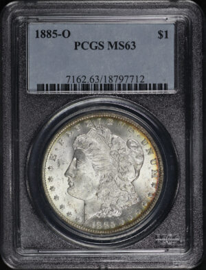 Obverse of this 1885-O Morgan Dollar PCGS MS-63
