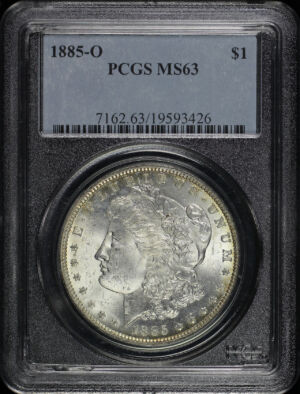 Obverse of this 1885-O Morgan Dollar PCGS MS-63
