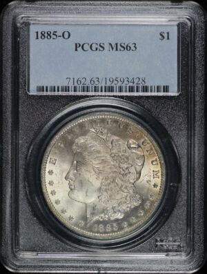 Obverse of this 1885-O Morgan Dollar PCGS MS-63