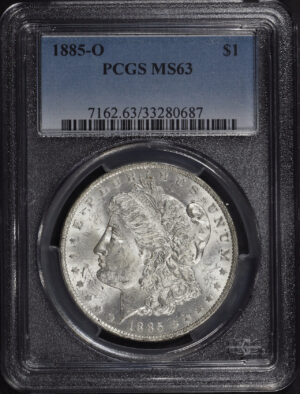 Obverse of this 1885-O Morgan Dollar PCGS MS-63