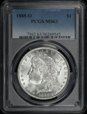 Obverse of this 1885-O Morgan Dollar PCGS MS-63
