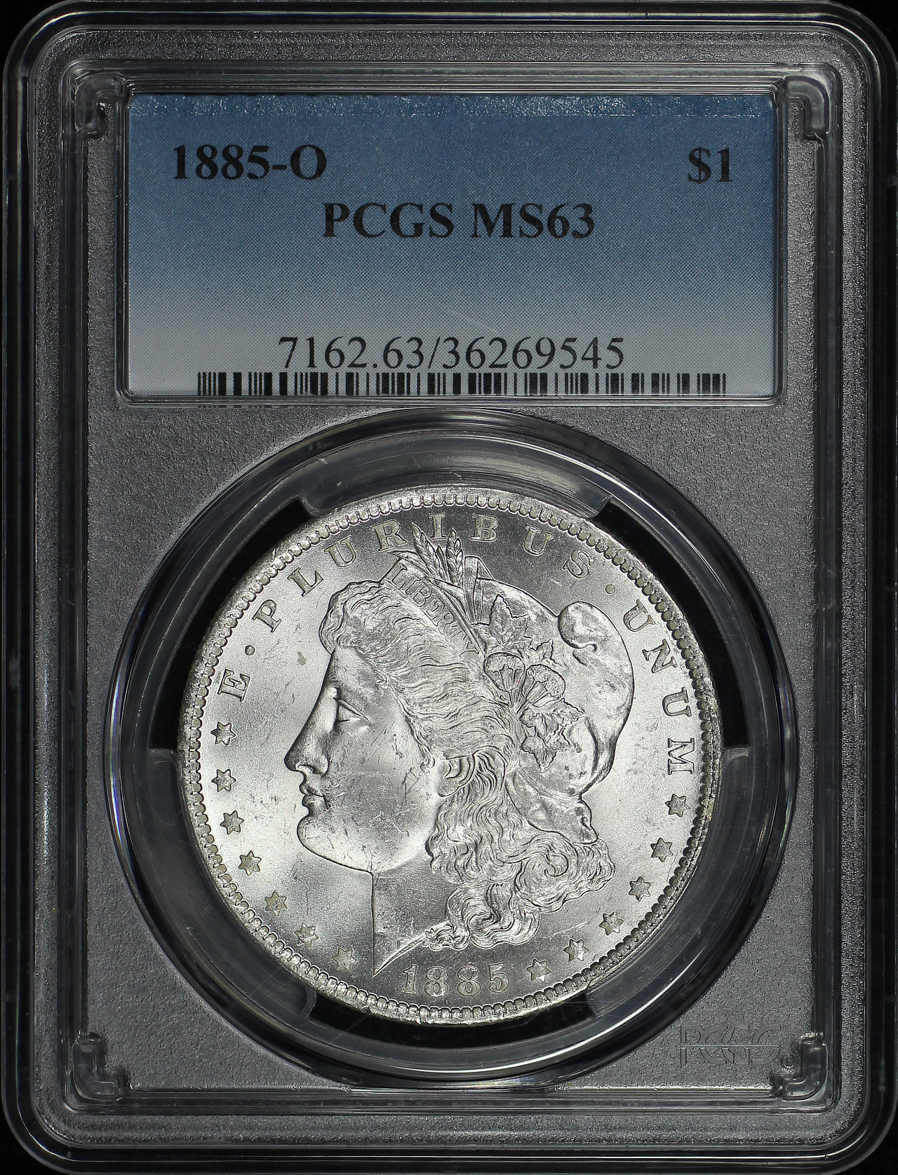 Obverse of this 1885-O Morgan Dollar PCGS MS-63