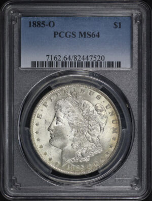 Obverse of this 1885-O Morgan Dollar PCGS MS-64