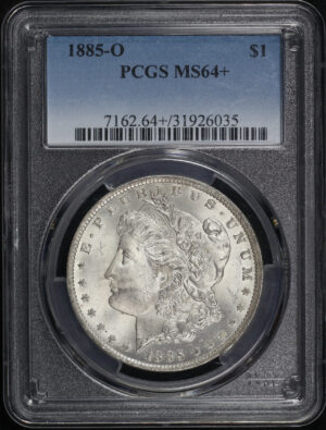 Obverse of this 1885-O Morgan Dollar PCGS MS-64+