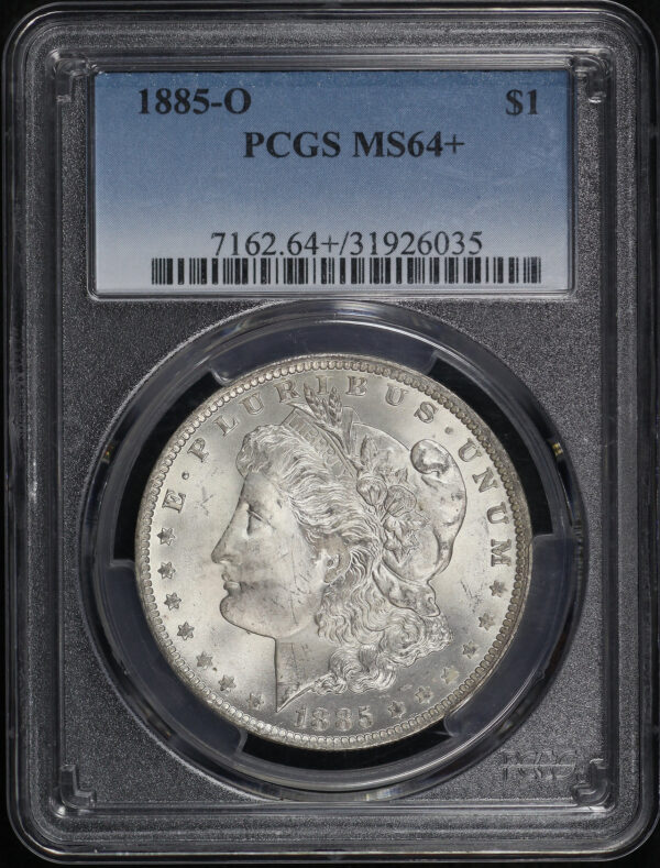 Obverse of this 1885-O Morgan Dollar PCGS MS-64+