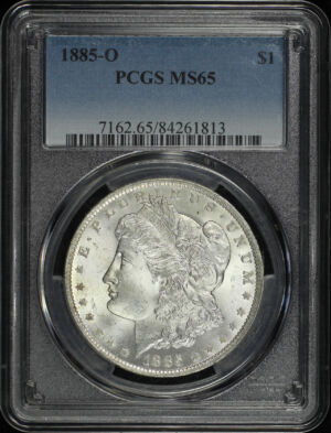 Obverse of this 1885-O Morgan Dollar PCGS MS-65